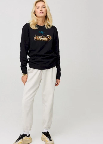 Чорний свитшот женский oversize /no flis/ YAPPI (254658751)