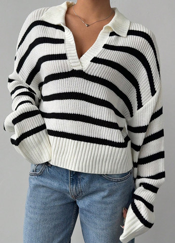 Черно-белый демисезонный пуловер пуловер SHEIN