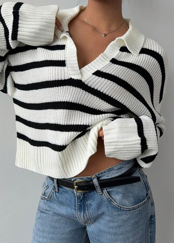 Черно-белый демисезонный пуловер пуловер SHEIN