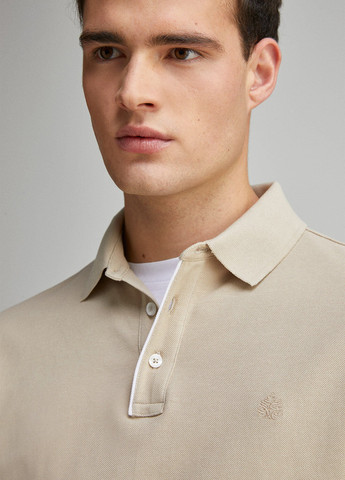Бежевая футболка-поло для мужчин Springfield однотонная