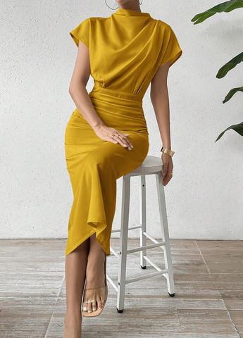 Жовтий кежуал сукня а-силует SHEIN однотонна