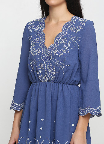 Синее кэжуал платье а-силуэт H&M с орнаментом