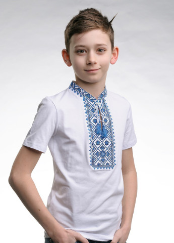Вышиванка для мальчика с коротким рукавом Звездное сияние синяя вышивка Melanika (228500232)