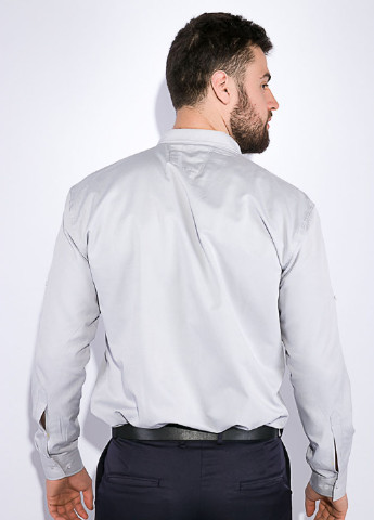 Серебристая кэжуал рубашка однотонная Time of Style с длинным рукавом