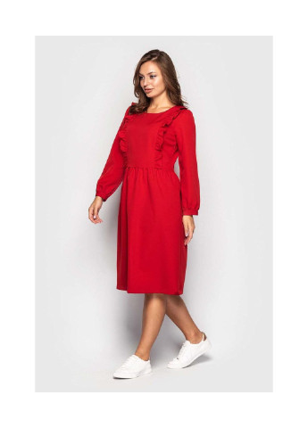 Красное кэжуал платье дина 52 красное 136-01h BeART