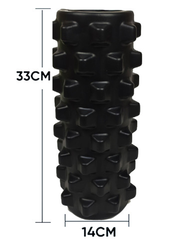 Масажний ролик EVA Spikes 33 см чорний (ролер-циліндр для йоги, масажу всього тіла: рук, ніг, спини, шиї) EasyFit (237657542)