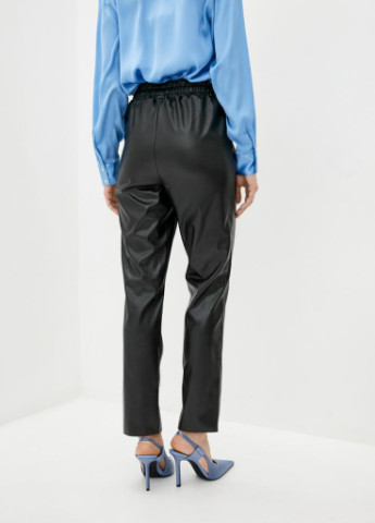 Прямые кожаные женские брюки на резинке, черные Podium (251738096)