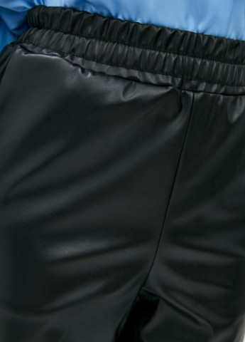 Прямі шкіряні жіночі штани на резинці, чорні Podium (251738096)