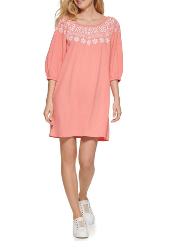Розовое кэжуал платье клеш Tommy Hilfiger с орнаментом
