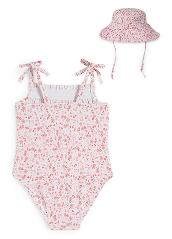 Белый летний комплект (купальник, панама) слитный C&A