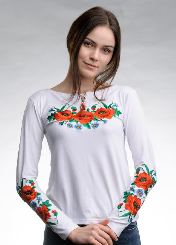 Женская вышитая футболка с длинным рукавом Маковое поле Melanika (250206214)
