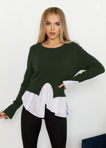 Оливковый (хаки) зимний светр жіночий джемпер ISSA PLUS WN20-215