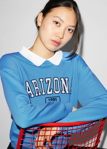 Голубой свитшот C&A надпись без декора (259204182)