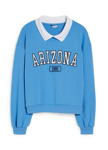 Голубой свитшот C&A надпись без декора (259204182)