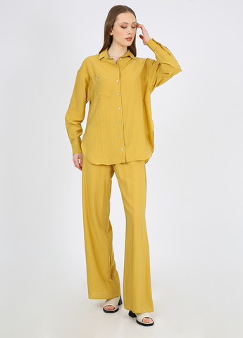 Горчичная кэжуал рубашка однотонная Casalini