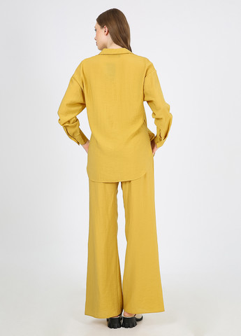 Горчичная кэжуал рубашка однотонная Casalini