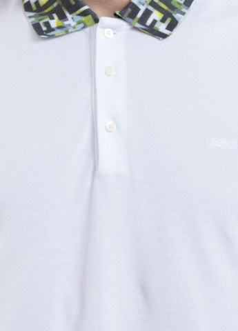 Белая белая футболка-поло с контрастным воротником Fendi
