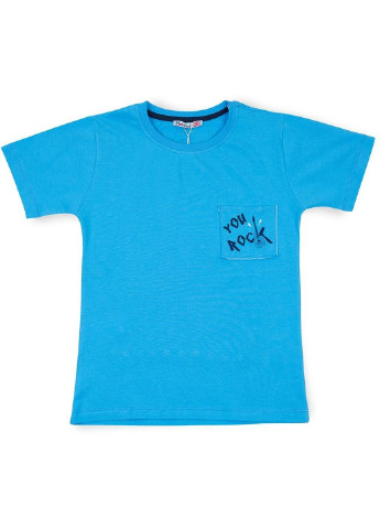 Голубая летняя футболка детская "rock" (7181-152b-blue) Haknur
