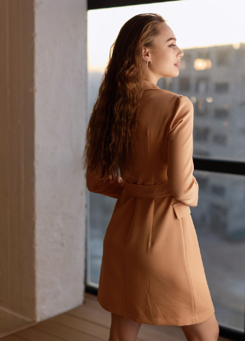 Светло-коричневое деловое платье на запах, платье-жакет ST-Seventeen однотонное
