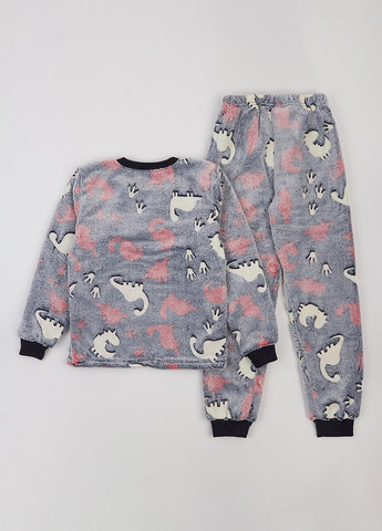Серо-синяя зимняя пижама (свитшот, брюки) Flamingo