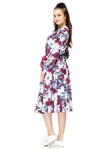 Лиловое кэжуал платье миди Alpama с цветочным принтом