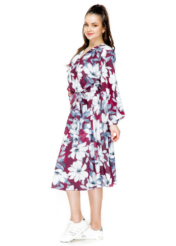 Лілова кежуал сукня міді Alpama з квітковим принтом