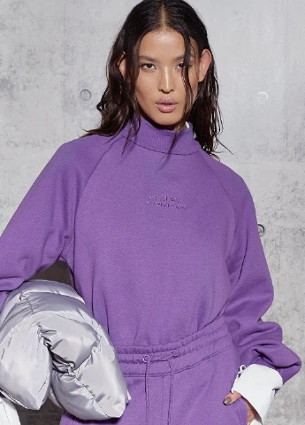 Светло-фиолетовый свитшот Missguided надпись вышивка, нашивки (261331044)