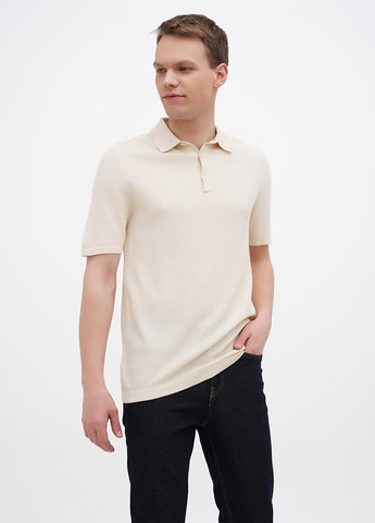 Светло-бежевая футболка-поло для мужчин H&M однотонная
