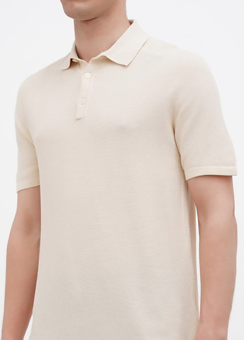Светло-бежевая футболка-поло для мужчин H&M однотонная