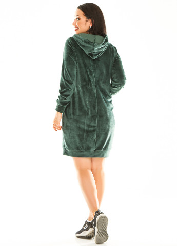 Бутылочное зеленое кэжуал платье Primyana однотонное