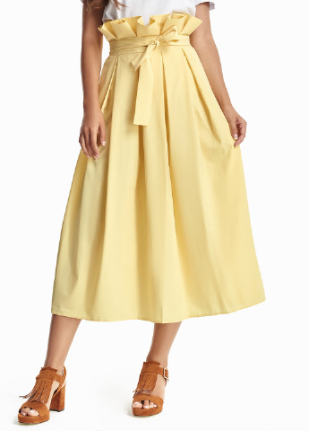 Желтая кэжуал однотонная юбка Evalution миди