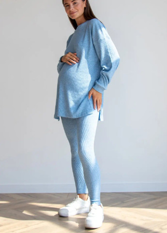 Голубой костюм для беременных с кофтой oversize кроя и зауженными лосинами из мягкого трикотажа To Be (254054092)