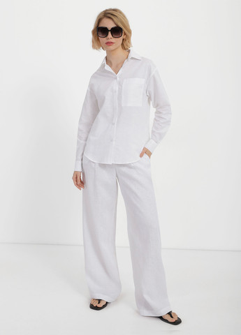 Белая кэжуал рубашка однотонная Braska