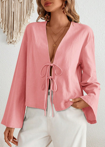 Розовый женский жакет SHEIN однотонный - демисезонный