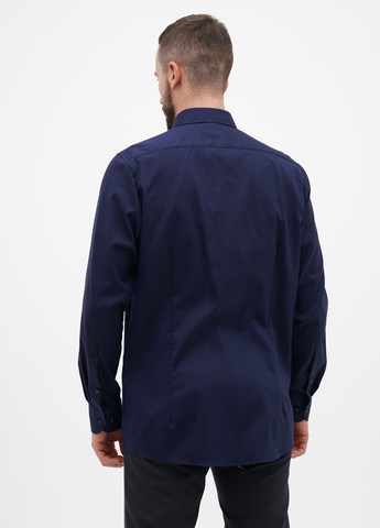 Темно-синяя классическая, кэжуал рубашка однотонная OLYMP Level Five