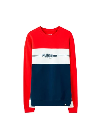 Комбинированный свитшот Pull & Bear надпись без декора (252197391)