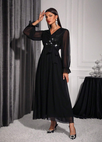 Черное откровенный платье SHEIN однотонное