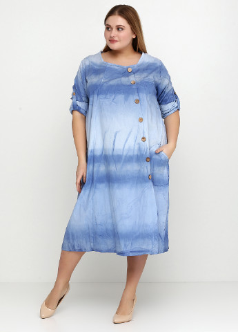 Голубое кэжуал платье Micok градиентное ("омбре")