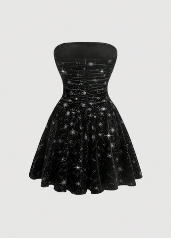 Комбінезон SHEIN комбінезон-шорти зірки чорний вечірній, коктейльний поліестер
