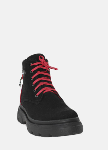 Осенние ботинки re0248-11 черный-красный Emilio из натуральной замши