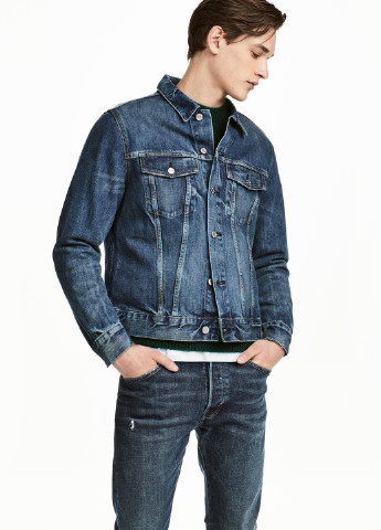 Темно-синяя демисезонная джинсовая куртка H&M