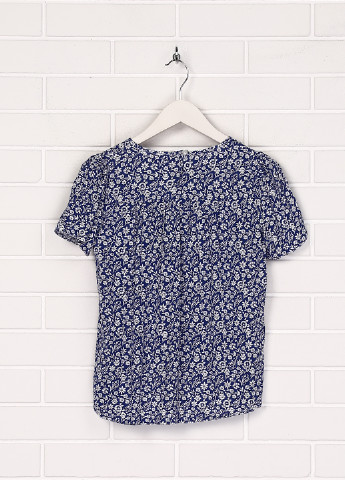 Синяя цветочной расцветки блузка с коротким рукавом C&A летняя