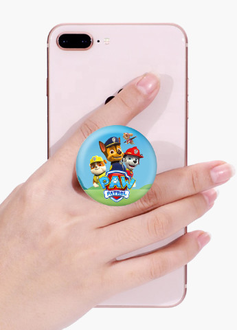 Попсокет (Popsockets) тримач для смартфону Щенячий патруль (PAW Patrol) (8754-1606) Чорний MobiPrint (216748319)
