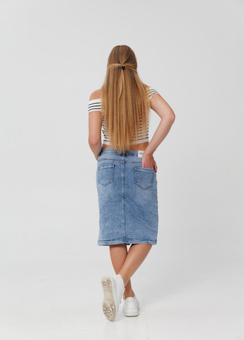 Голубая джинсовая однотонная юбка Icon