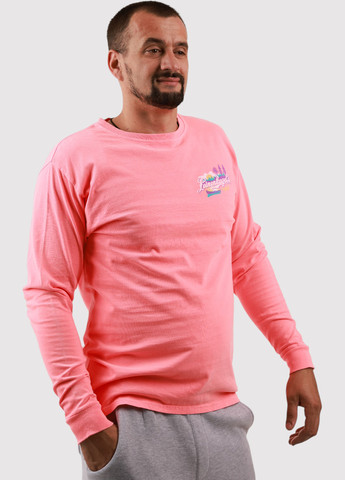 Розовый демисезонный кэжуал лонгслив Blue 84 с рисунком