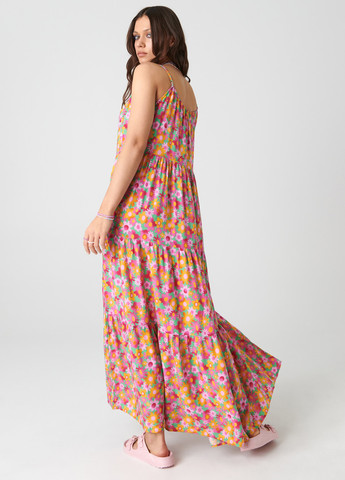 Розово-лиловое кэжуал платье Sinsay с цветочным принтом
