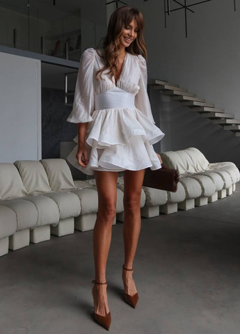 Молочна святковий, коктейльна, вечірня, кежуал сукня кльош No Brand однотонна