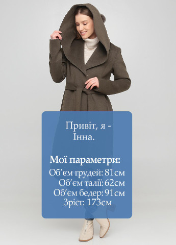Оливковое (хаки) демисезонное Пальто однобортное Icon