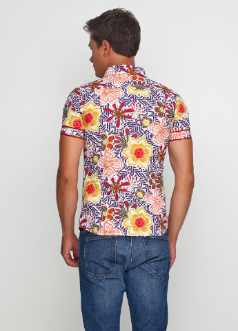 Цветная кэжуал рубашка с цветами De Kuba с коротким рукавом