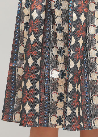 Серо-коричневая кэжуал с орнаментом юбка Blu Royal клешированная
